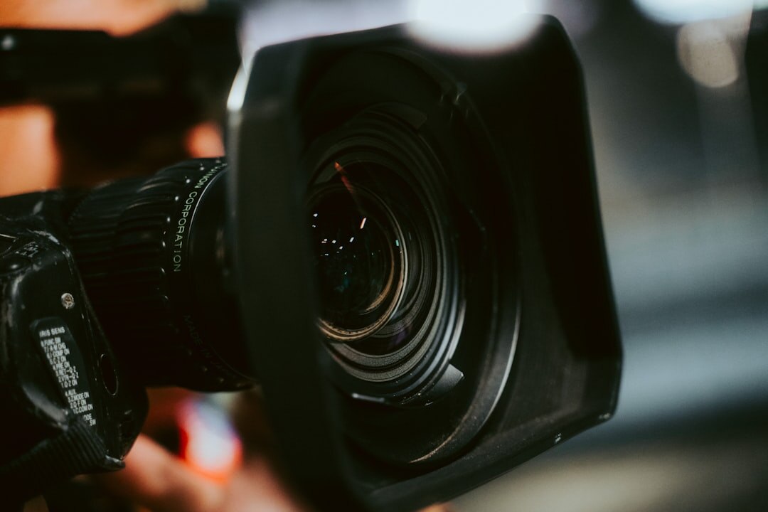 Close up of a professional broadcast camera lens